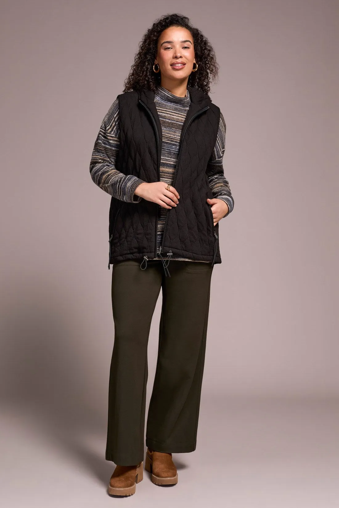 Quilted Cotton Long Hooded Vest-Black sold by Tribal product image thumbnail 2