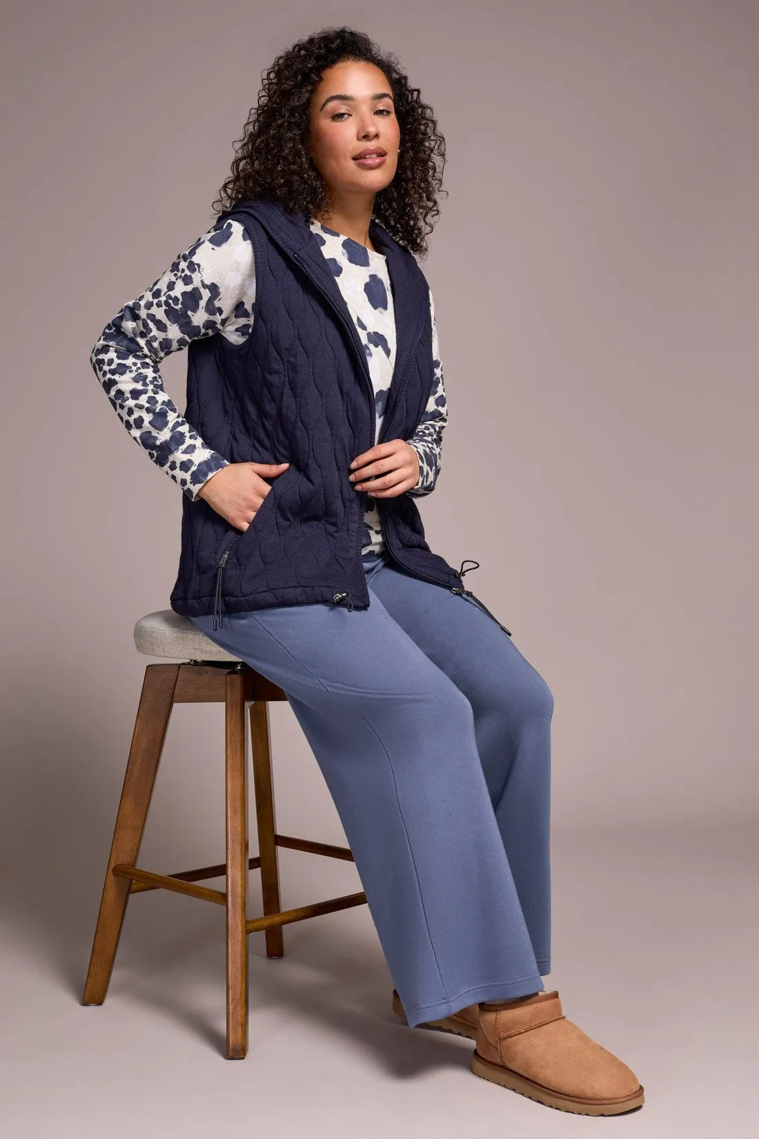 Quilted Cotton Long Hooded Vest-Sapphire sold by Tribal product image thumbnail 3