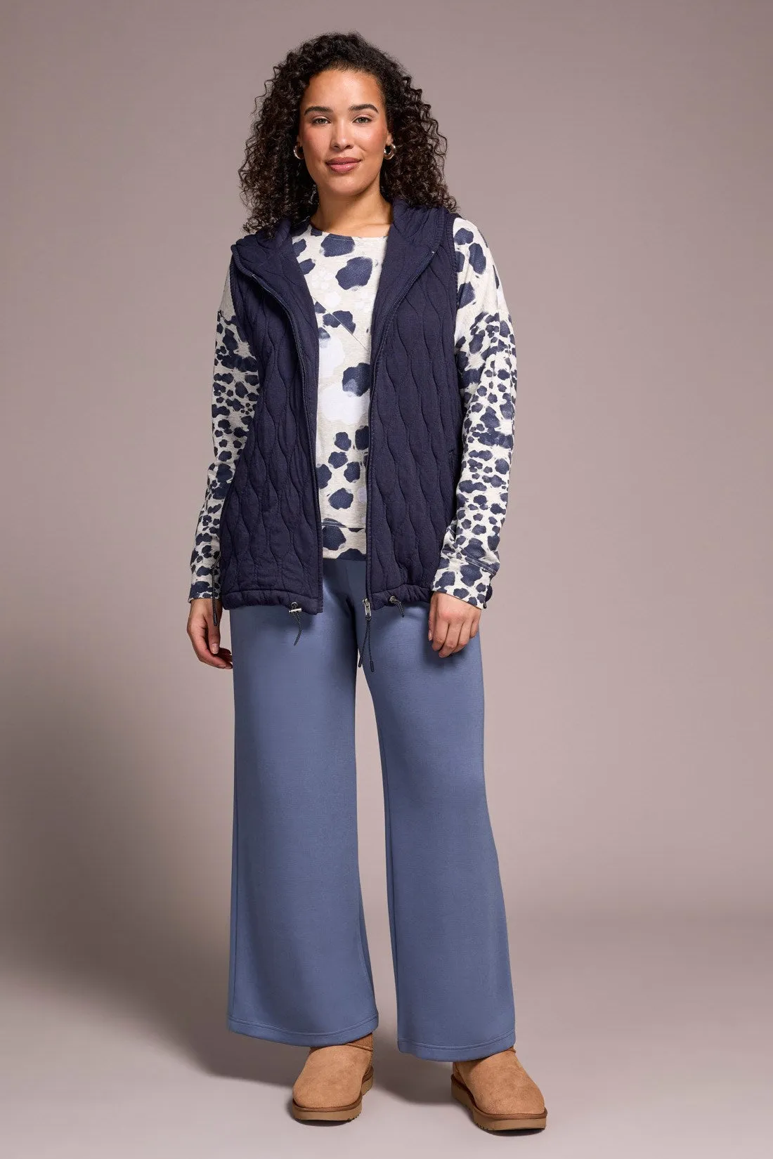 Quilted Cotton Long Hooded Vest-Sapphire sold by Tribal