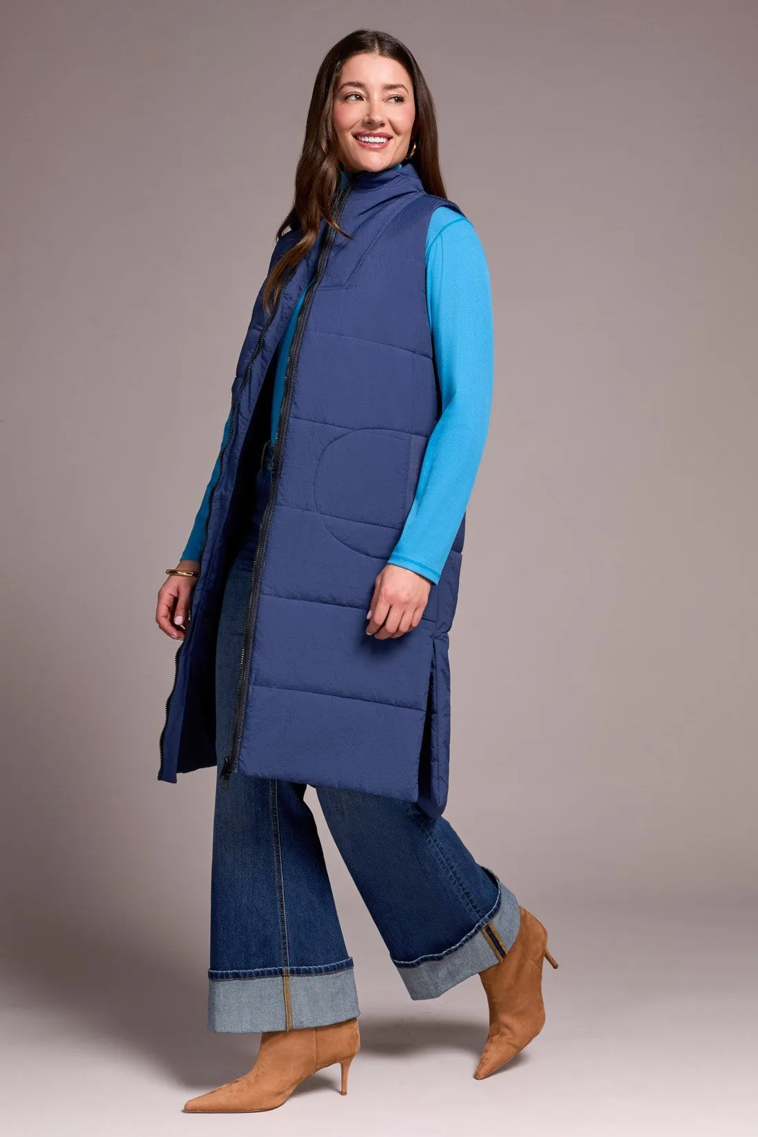 Longline Zip-Front Quilted Vest-Marine sold by Tribal product image thumbnail 3