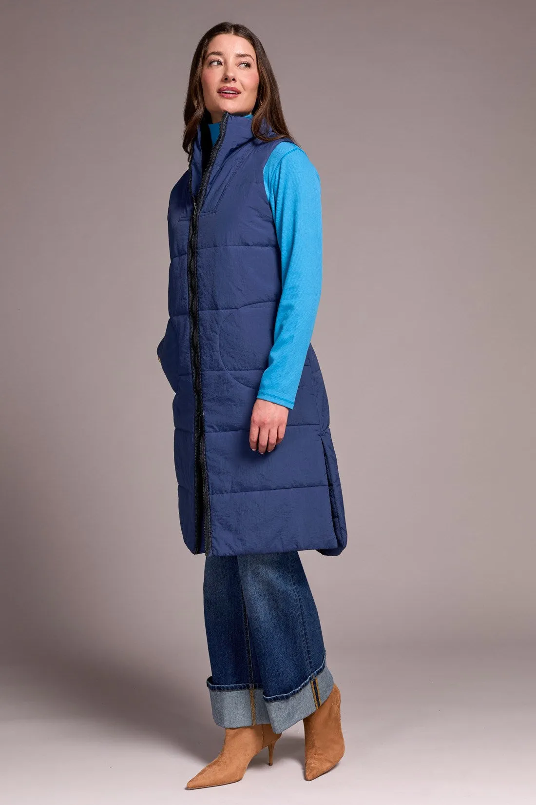 Longline Zip-Front Quilted Vest-Marine sold by Tribal product image thumbnail 2