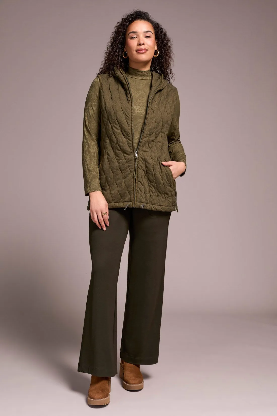 Quilted Cotton Long Hooded Vest-Ivy sold by Tribal