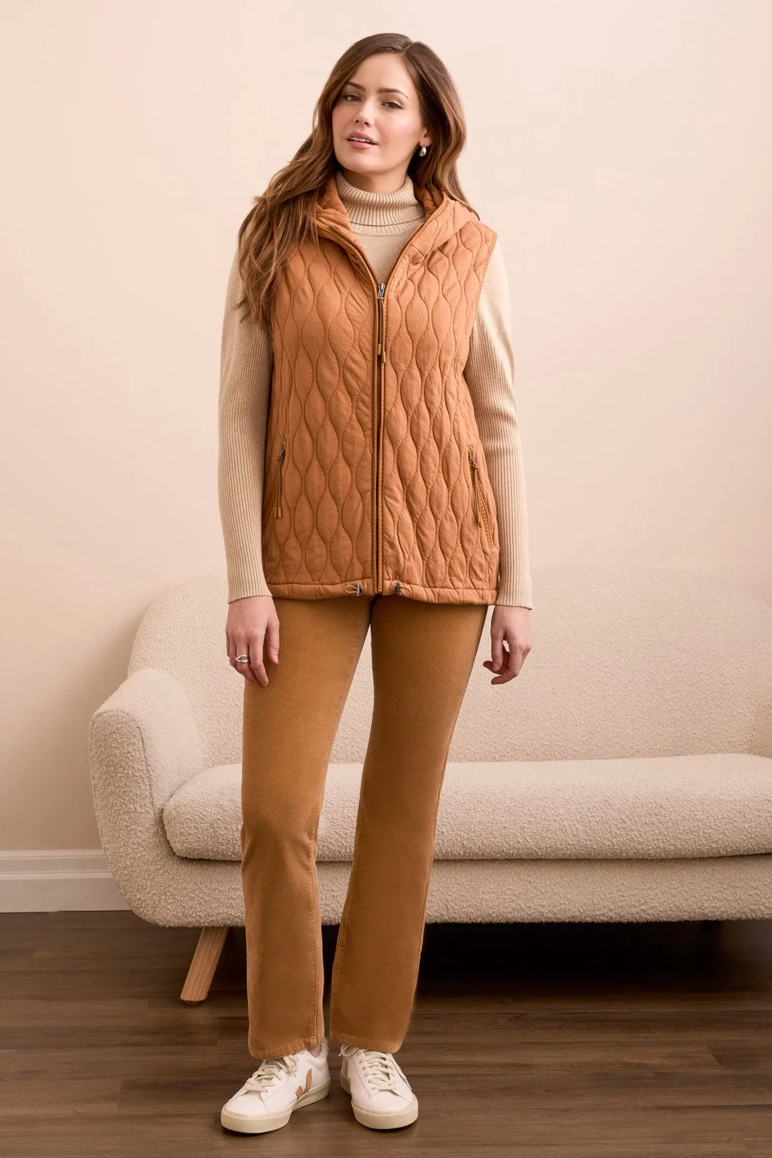 Quilted Cotton Long Hooded Vest-Bran sold by Tribal product image thumbnail 3