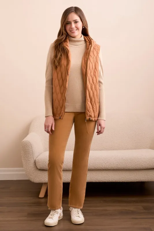 Quilted Cotton Long Hooded Vest-Bran sold by Tribal