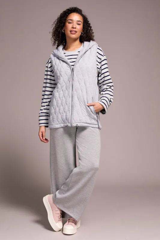 Quilted Cotton Long Hooded Vest-Grey mix sold by Tribal