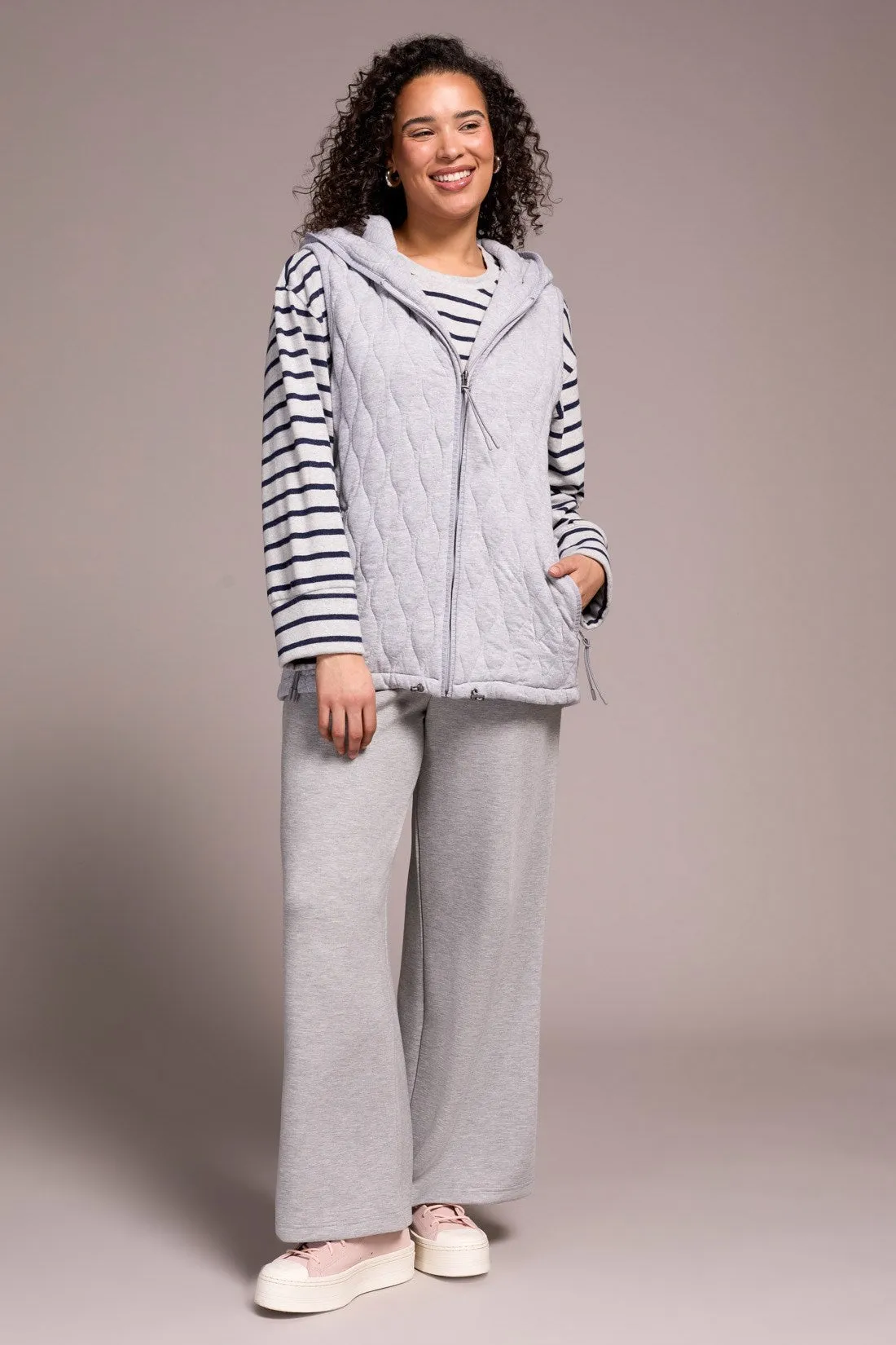 Quilted Cotton Long Hooded Vest-Grey mix sold by Tribal product image thumbnail 2