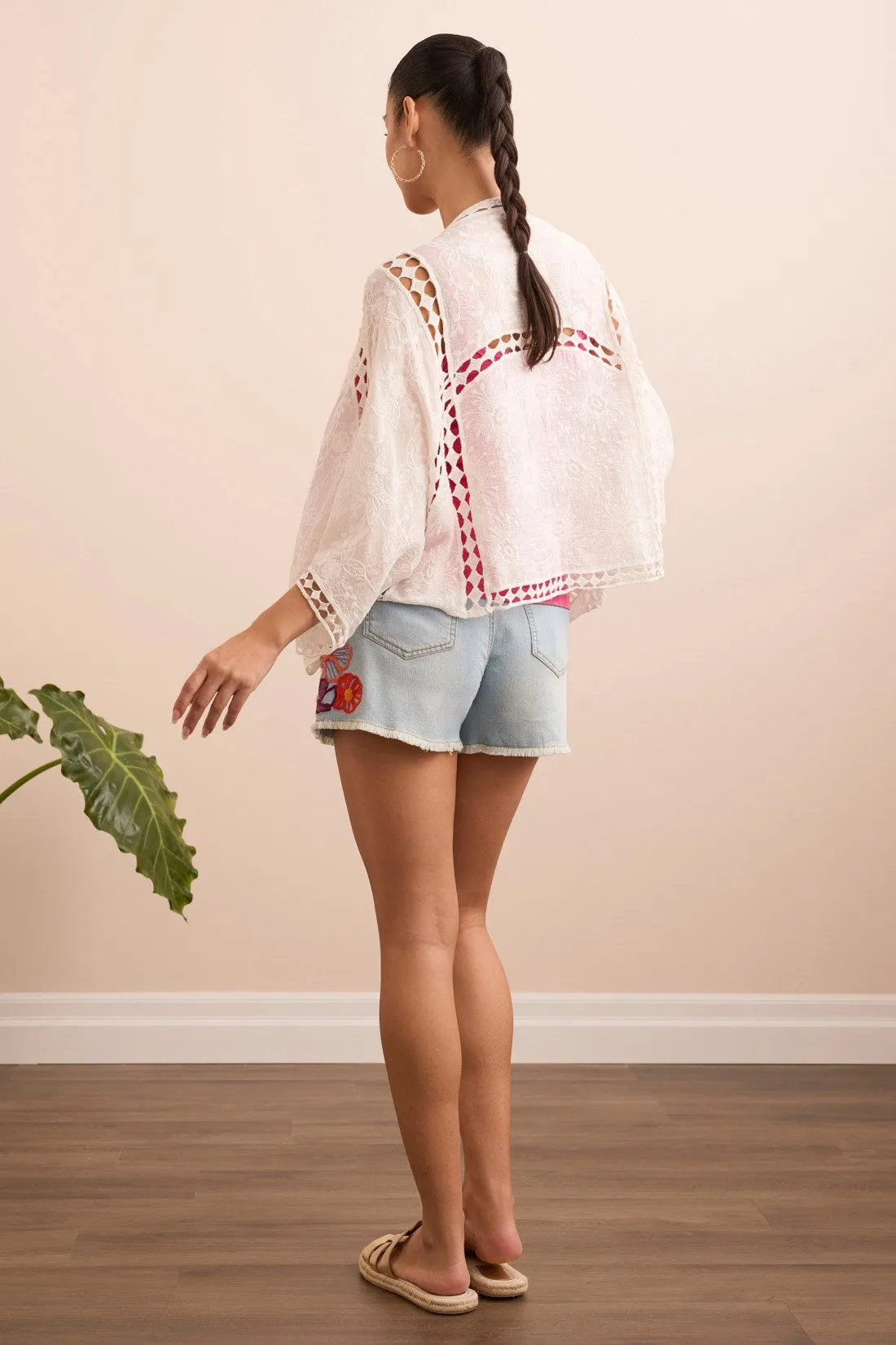 Embroidered Crochet Cover Up With Lace Cut Detail-Summerwhite sold by Tribal product image thumbnail 2