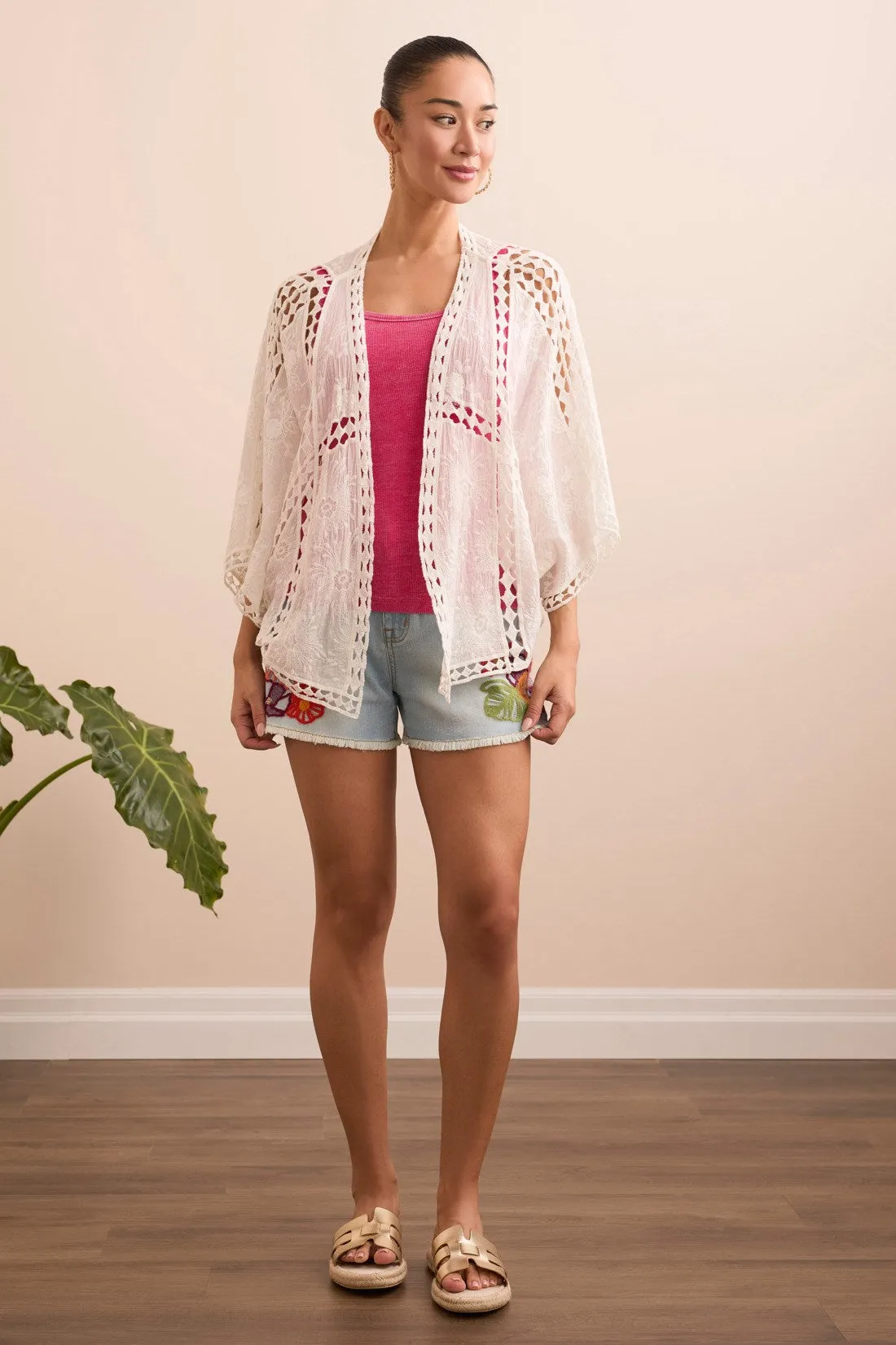 Embroidered Crochet Cover Up With Lace Cut Detail-Summerwhite sold by Tribal product image thumbnail 3