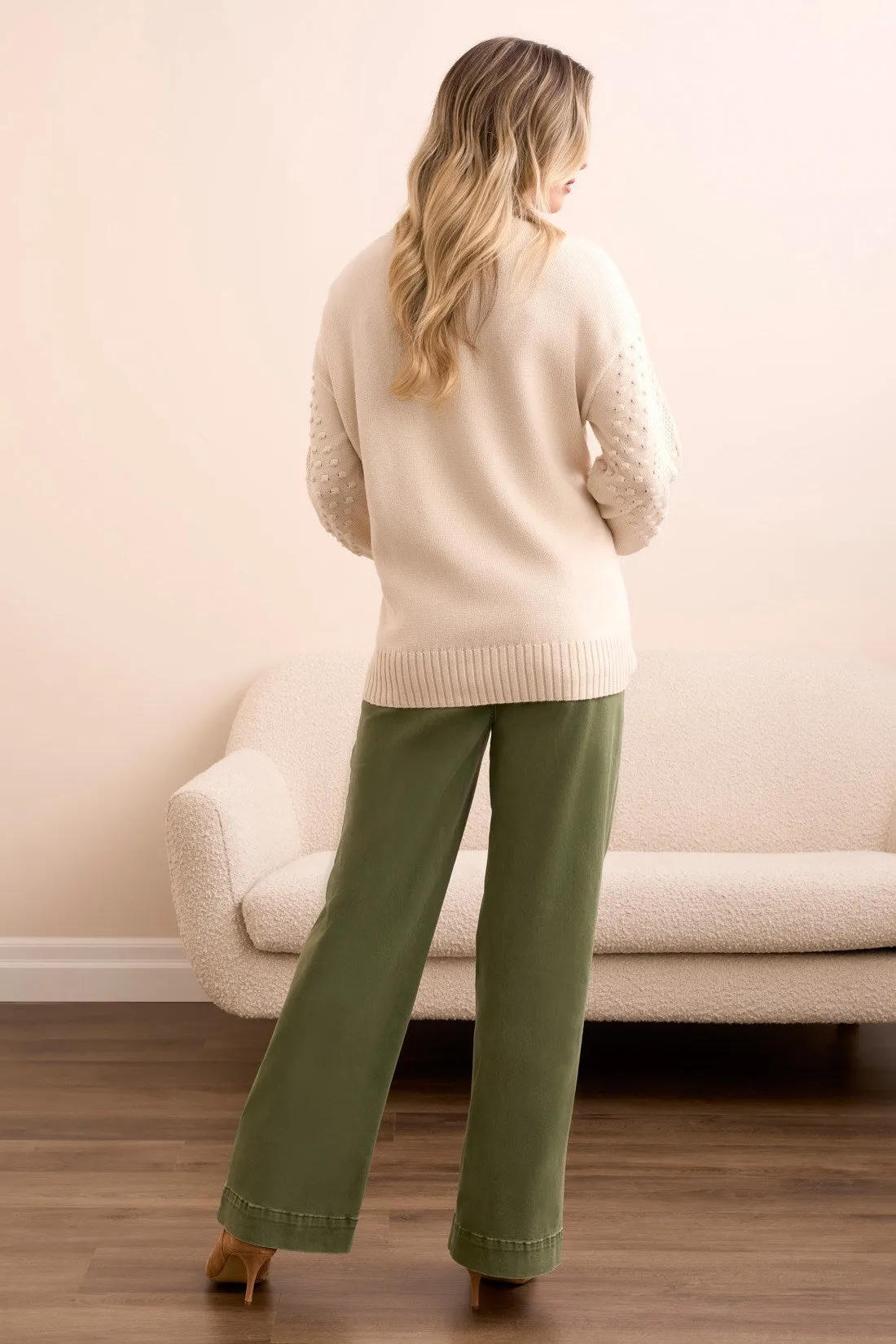 Textured Long Puff Sleeve Cotton Sweater-Moonstone sold by Tribal product image thumbnail 4