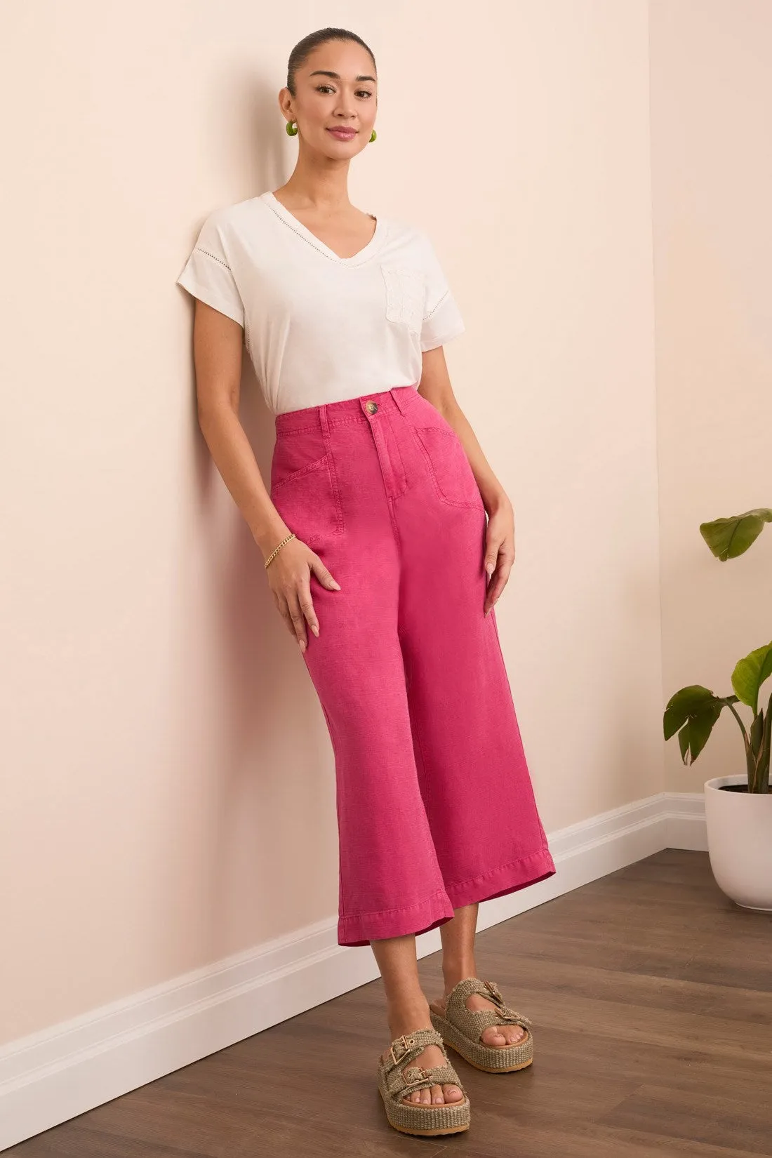 Textured Lyocell® Brooke Wide Flowy Pants-Veryberry sold by Tribal product image thumbnail 4