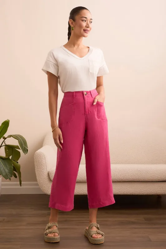 Textured Lyocell® Brooke Wide Flowy Pants-Veryberry sold by Tribal