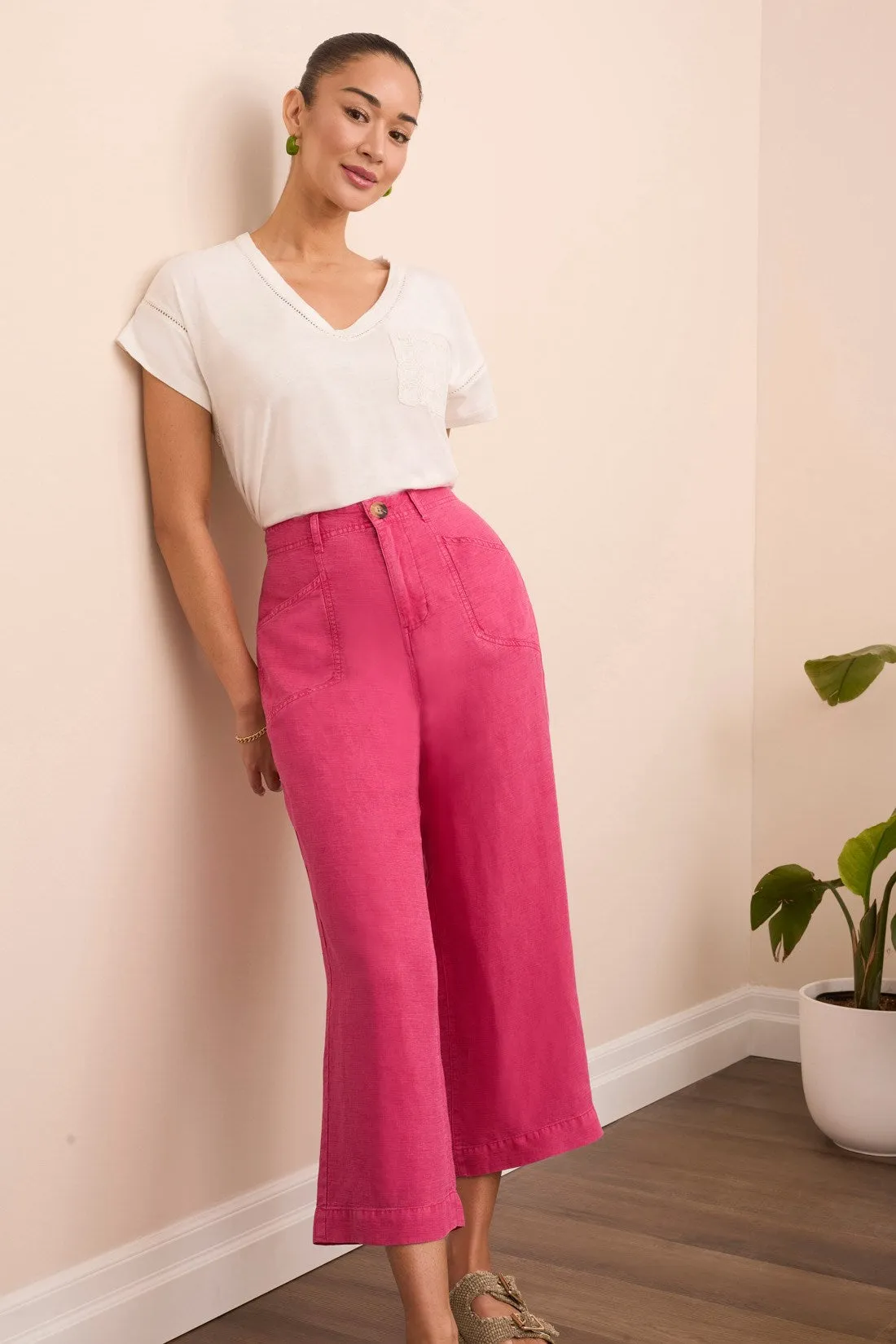 Textured Lyocell® Brooke Wide Flowy Pants-Veryberry sold by Tribal product image thumbnail 3