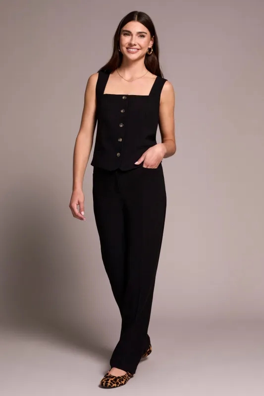 Signature Luxury Twill Straight-Leg Trouser-Black sold by Tribal