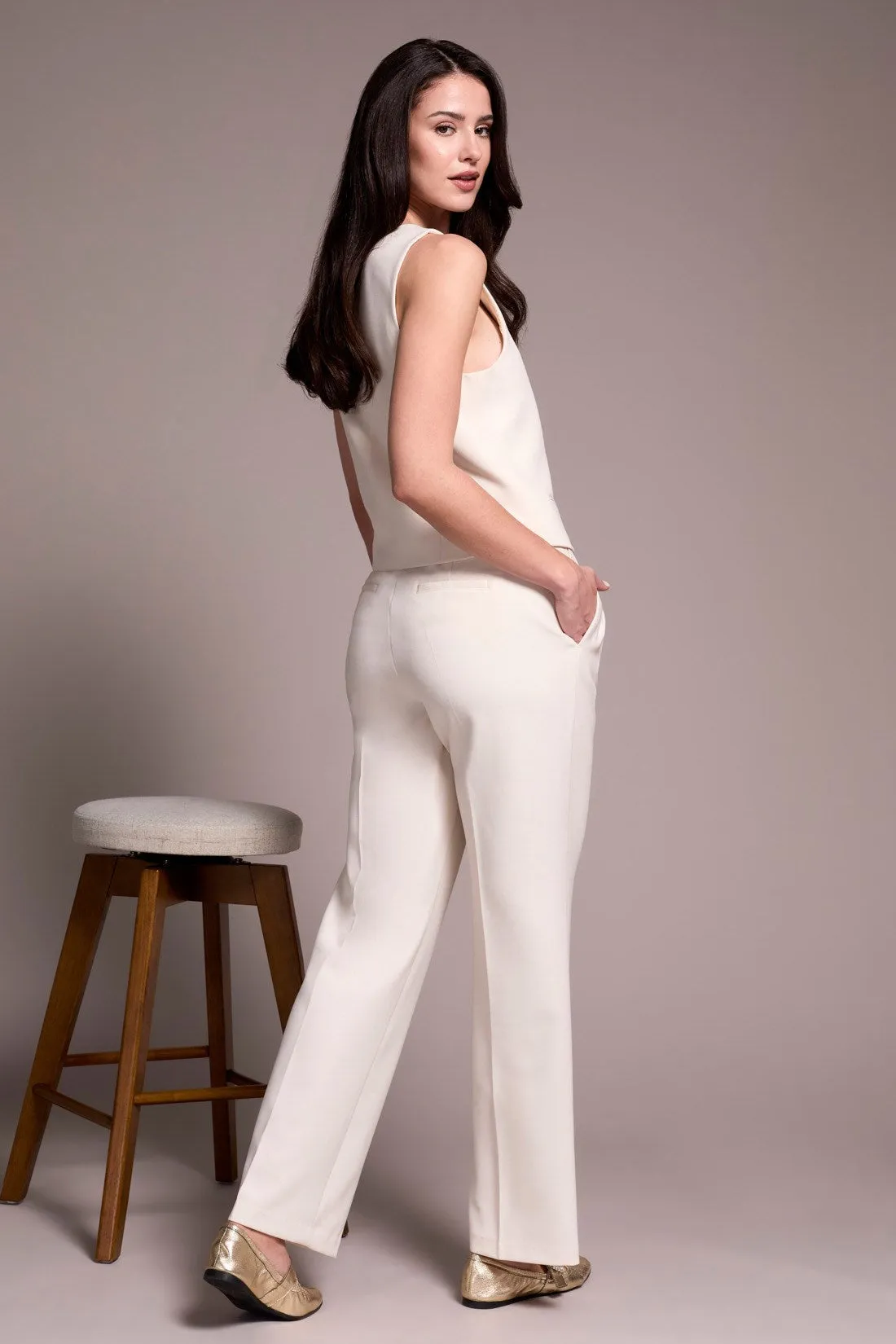 Signature Luxury Twill High Rise Pleated Trousers-Moonstone sold by Tribal product image thumbnail 4