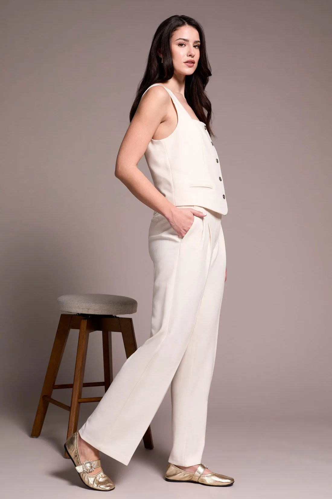 Signature Luxury Twill High Rise Pleated Trousers-Moonstone sold by Tribal product image thumbnail 2
