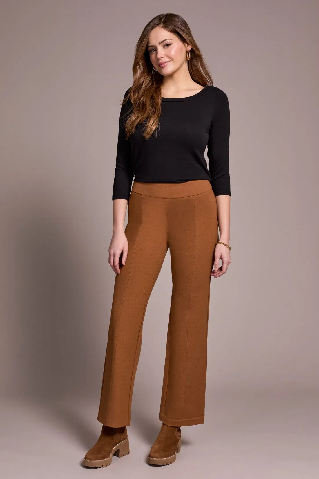 Signature Every Body Ponte Pull-On Pin Tuck Pants-Walnut sold by Tribal