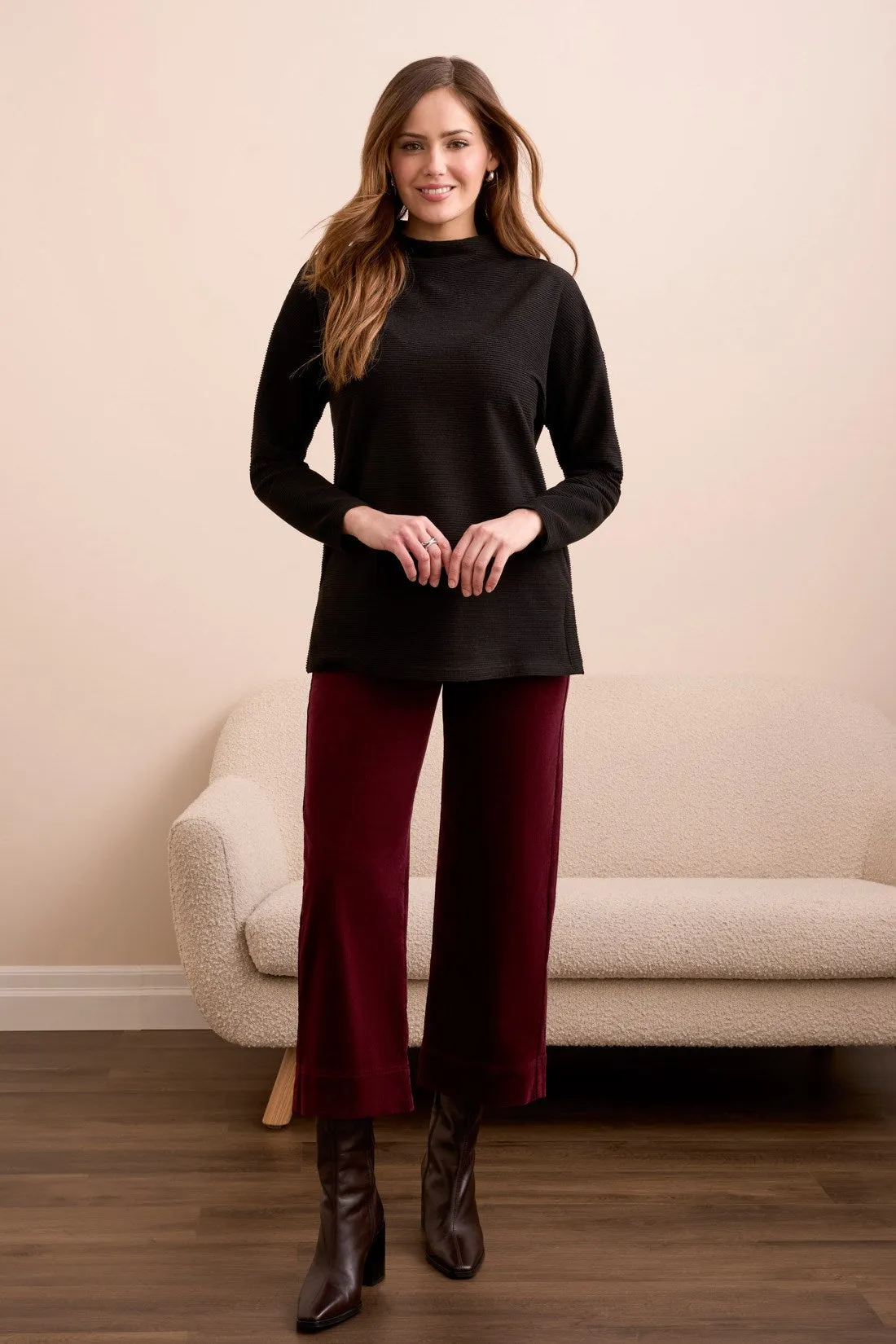 Ottoman Knit Drop Shoulder Cowl Neck Tunic-Black sold by Tribal product image thumbnail 2