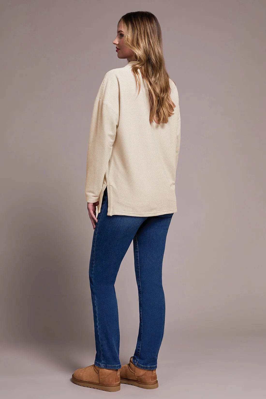 Ottoman Knit Drop Shoulder Cowl Neck Tunic-Eggshell sold by Tribal product image thumbnail 2