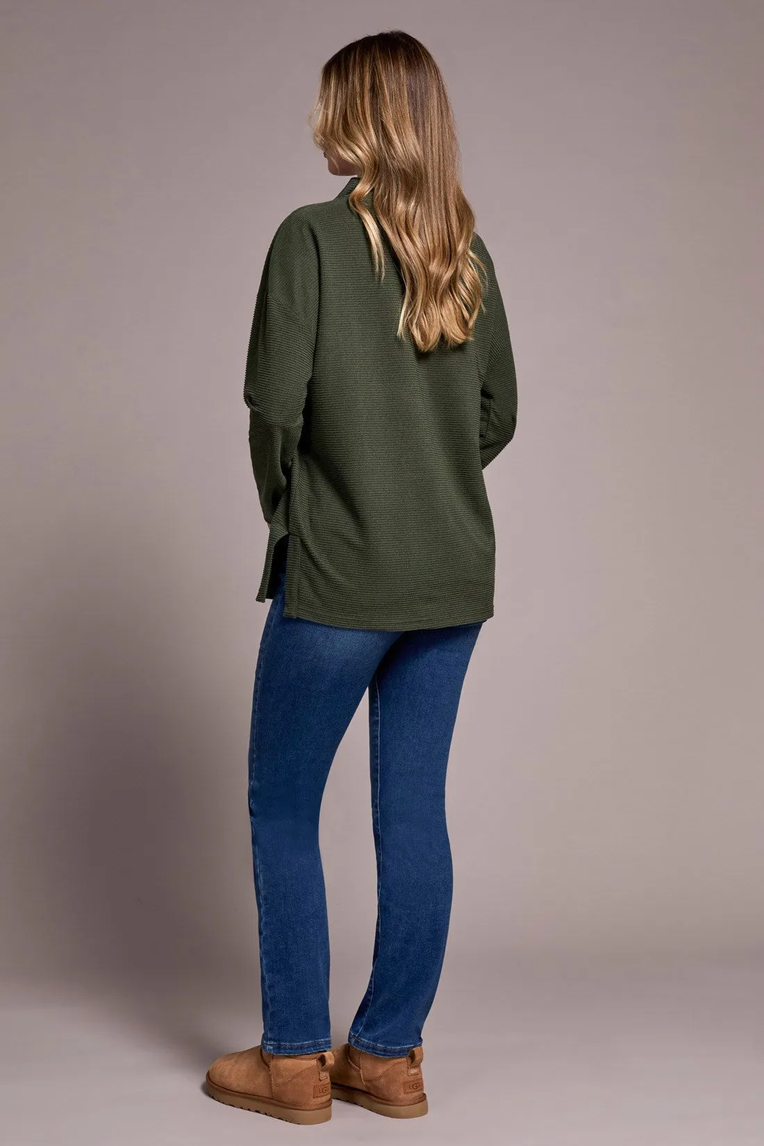 Ottoman Knit Drop Shoulder Cowl Neck Tunic-H spruce sold by Tribal product image thumbnail 4