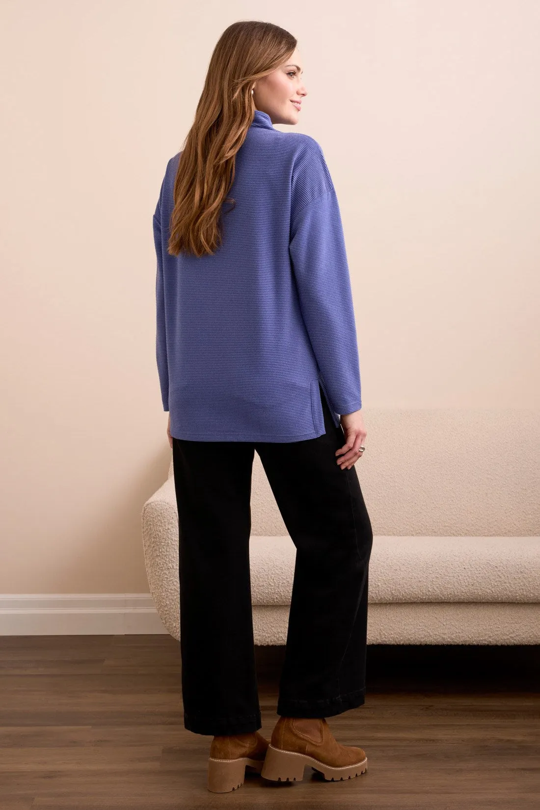 Ottoman Knit Drop Shoulder Cowl Neck Tunic-H dk blueviolet sold by Tribal product image thumbnail 3