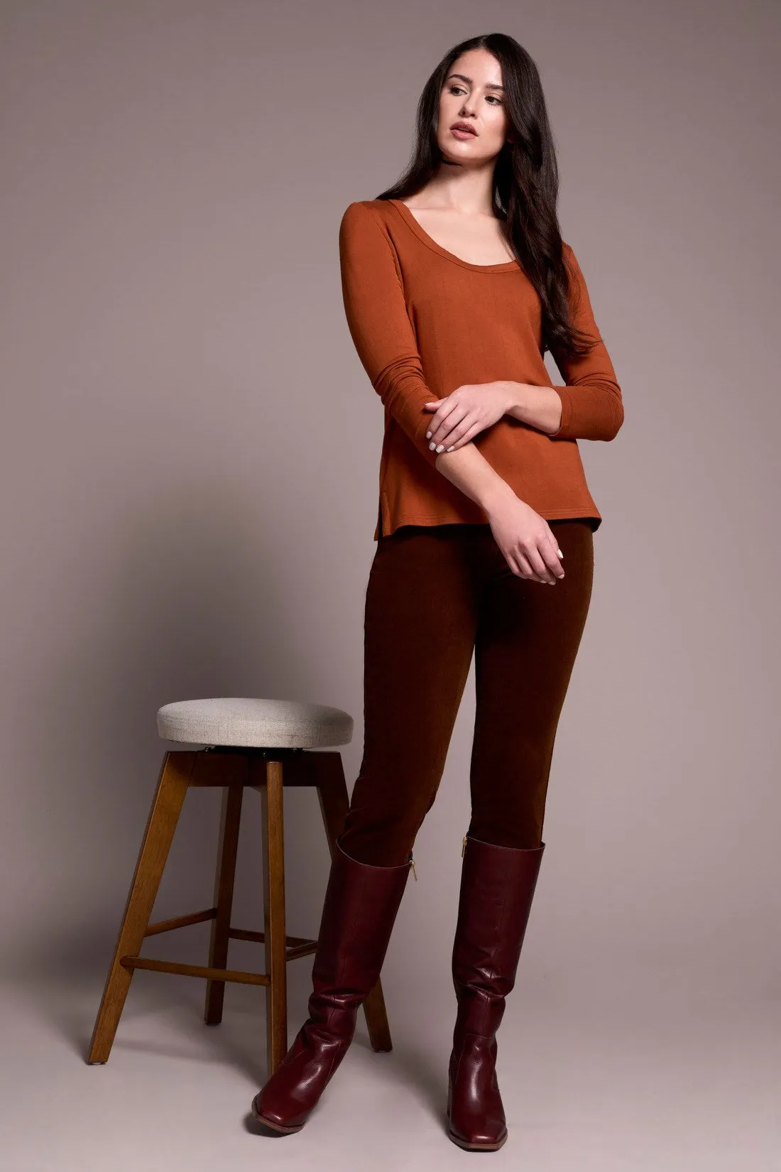 Soft French Terry Scoop Neck Long Sleeve Top-Gingerspice sold by Tribal product image thumbnail 3