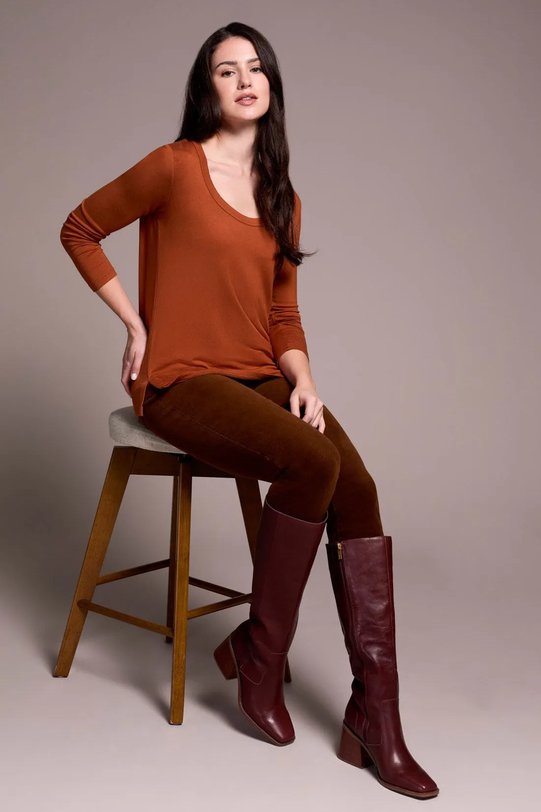 Soft French Terry Scoop Neck Long Sleeve Top-Gingerspice sold by Tribal product image thumbnail 2