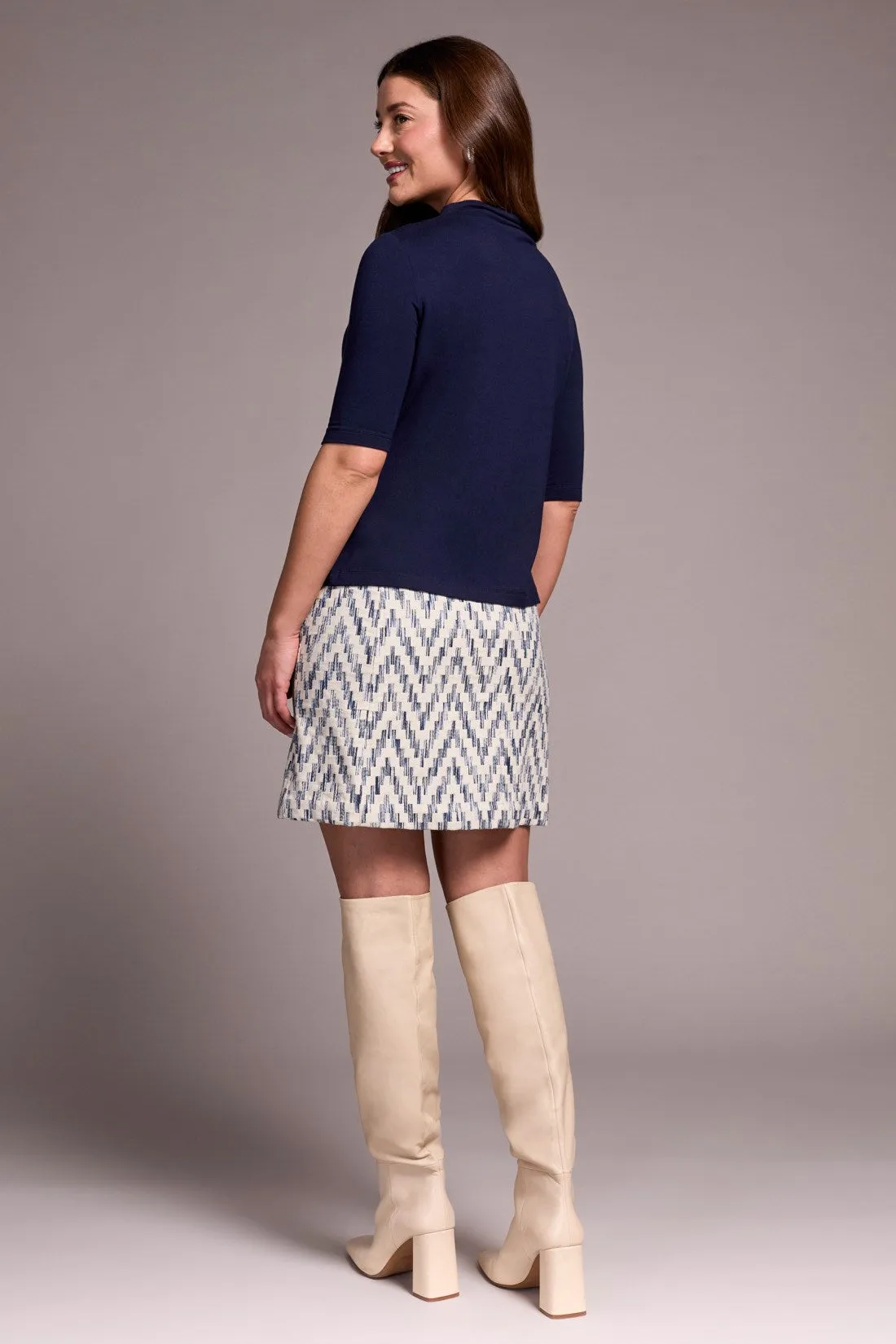 Soft French Terry Funnel Neck Elbow Sleeve Top-Nightfall sold by Tribal product image thumbnail 4