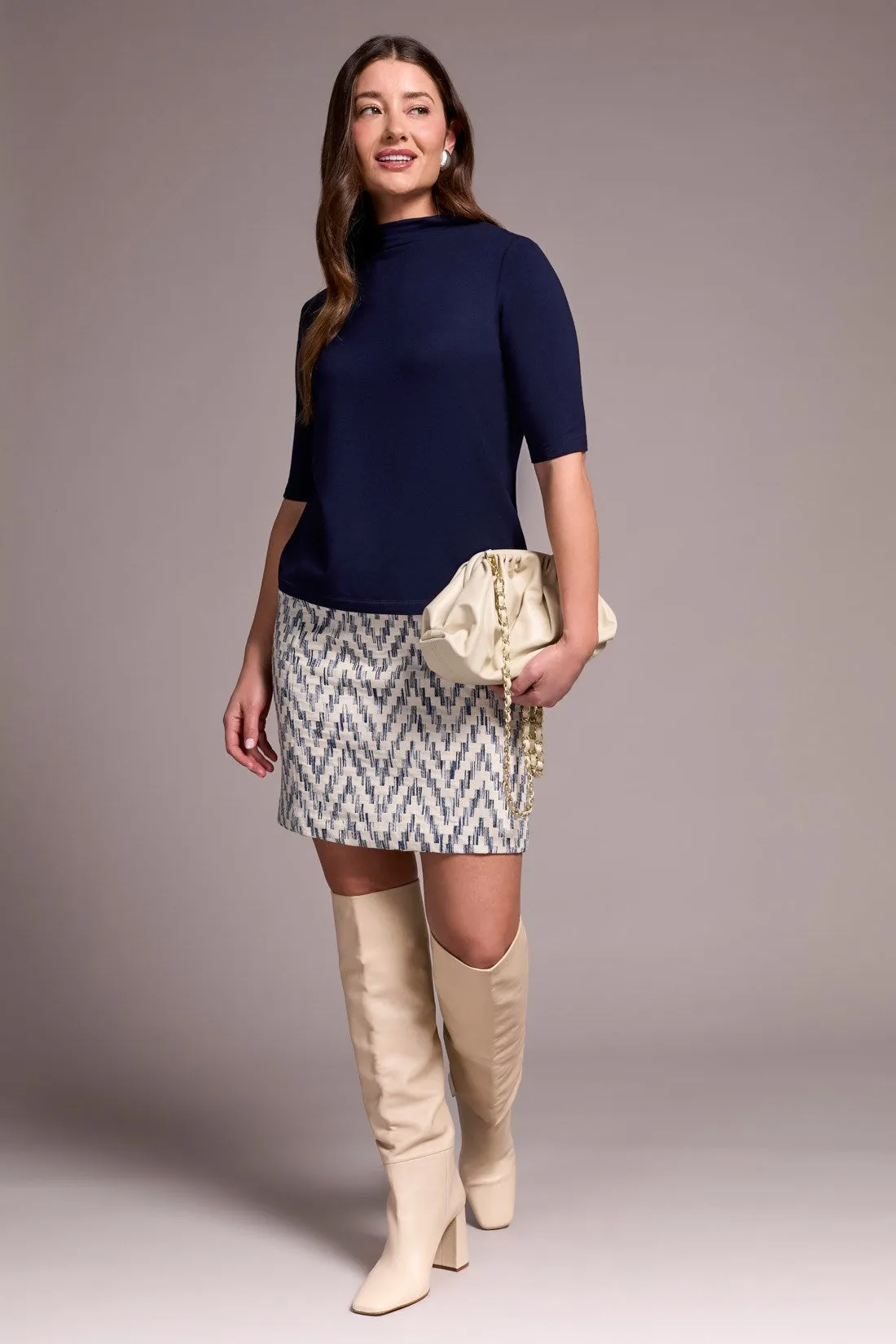 Soft French Terry Funnel Neck Elbow Sleeve Top-Nightfall sold by Tribal product image thumbnail 2