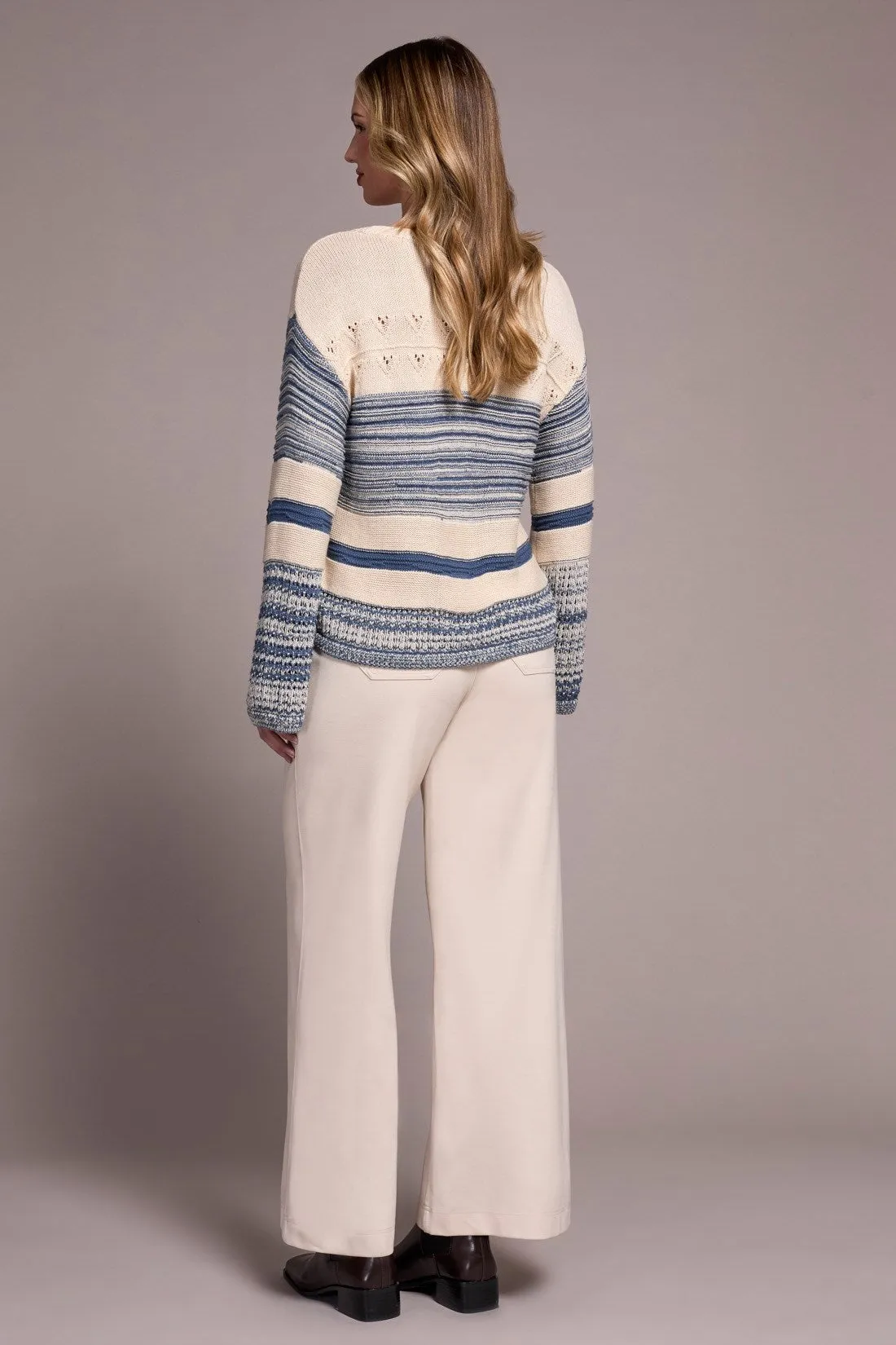 Color Block Bell Sleeve Boat Neck Sweater-Slateblue sold by Tribal product image thumbnail 4