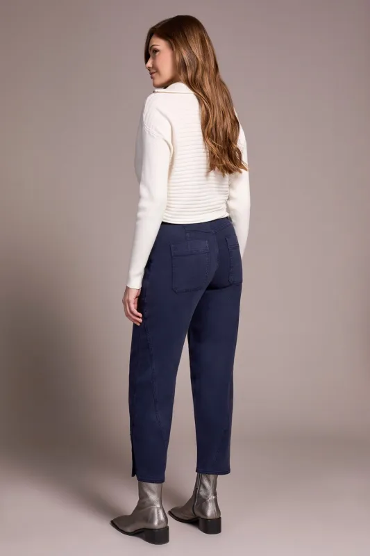 Stretch Twill Patch Pocket Ankle Pants-Sapphire sold by Tribal
