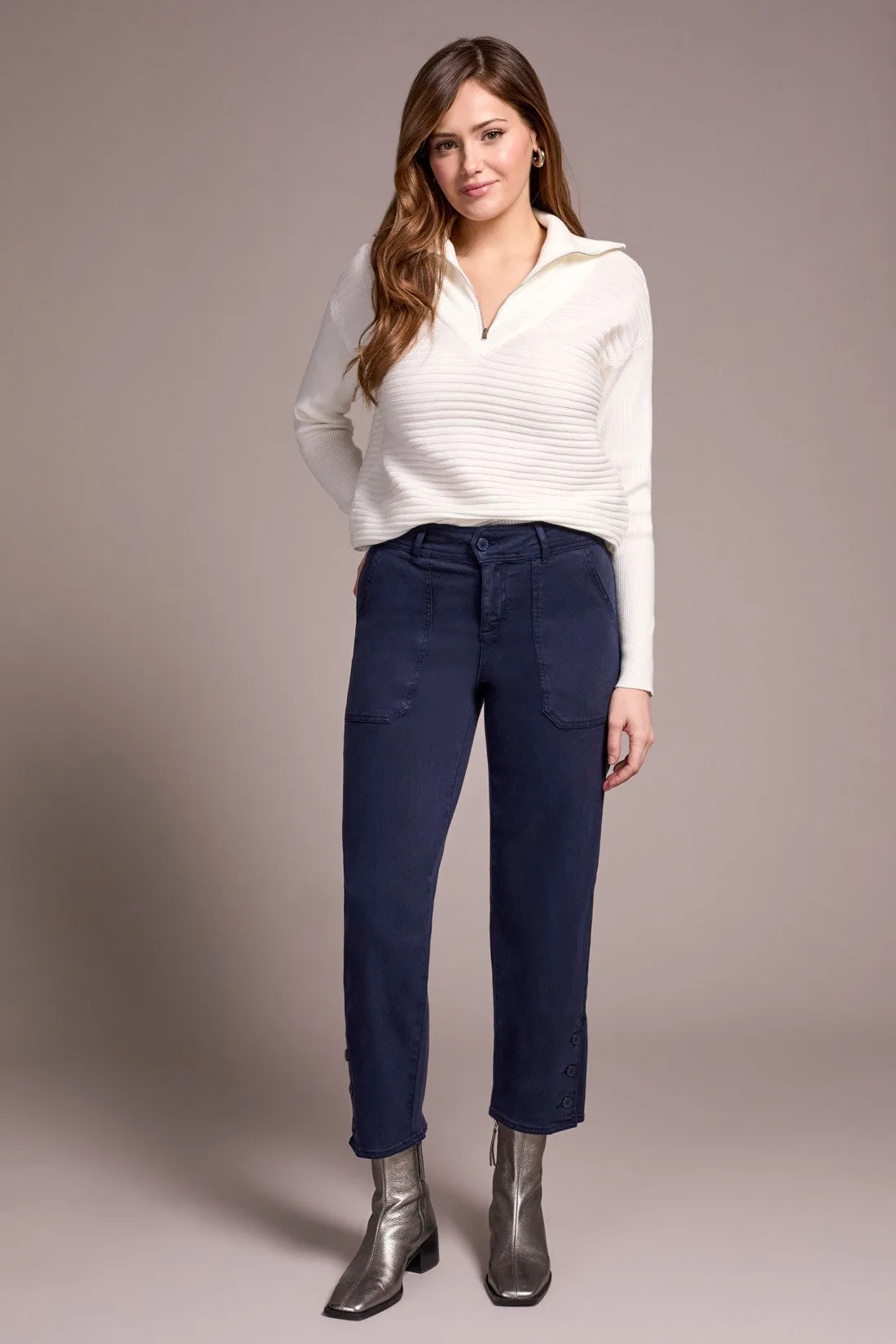 Stretch Twill Patch Pocket Ankle Pants-Sapphire sold by Tribal product image thumbnail 3