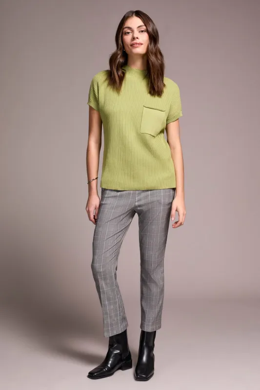 Cotton Mock Neck Cap Short Sleeve Top-Wasabi sold by Tribal