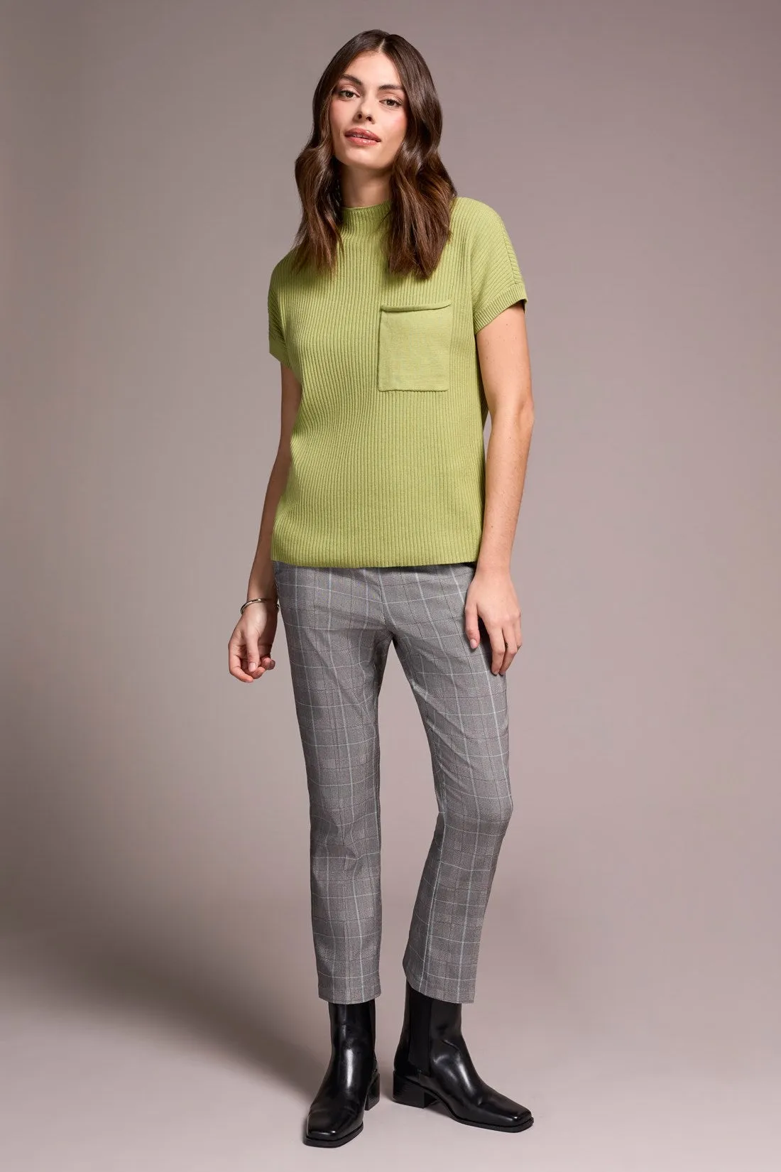 Cotton Mock Neck Cap Short Sleeve Top-Wasabi sold by Tribal product image thumbnail 2