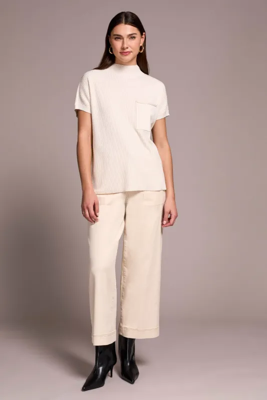 Cotton Mock Neck Cap Short Sleeve Top-Moonstone sold by Tribal