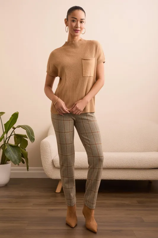 Cotton Mock Neck Cap Short Sleeve Top-Icelatte sold by Tribal