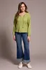 Tassel-Accent Split Neck Top-Wasabi sold by Tribal