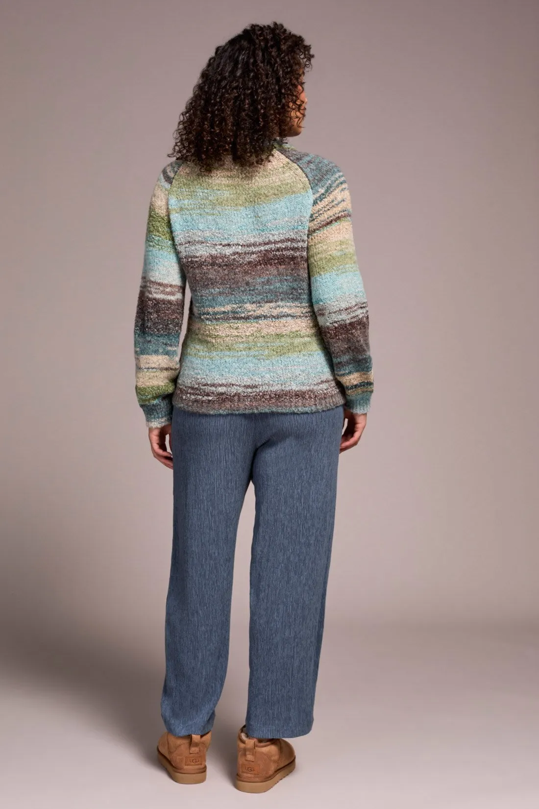 Boucle Yarn Mock Neck Puff Sleeve Sweater-Aquahaze sold by Tribal product image thumbnail 4