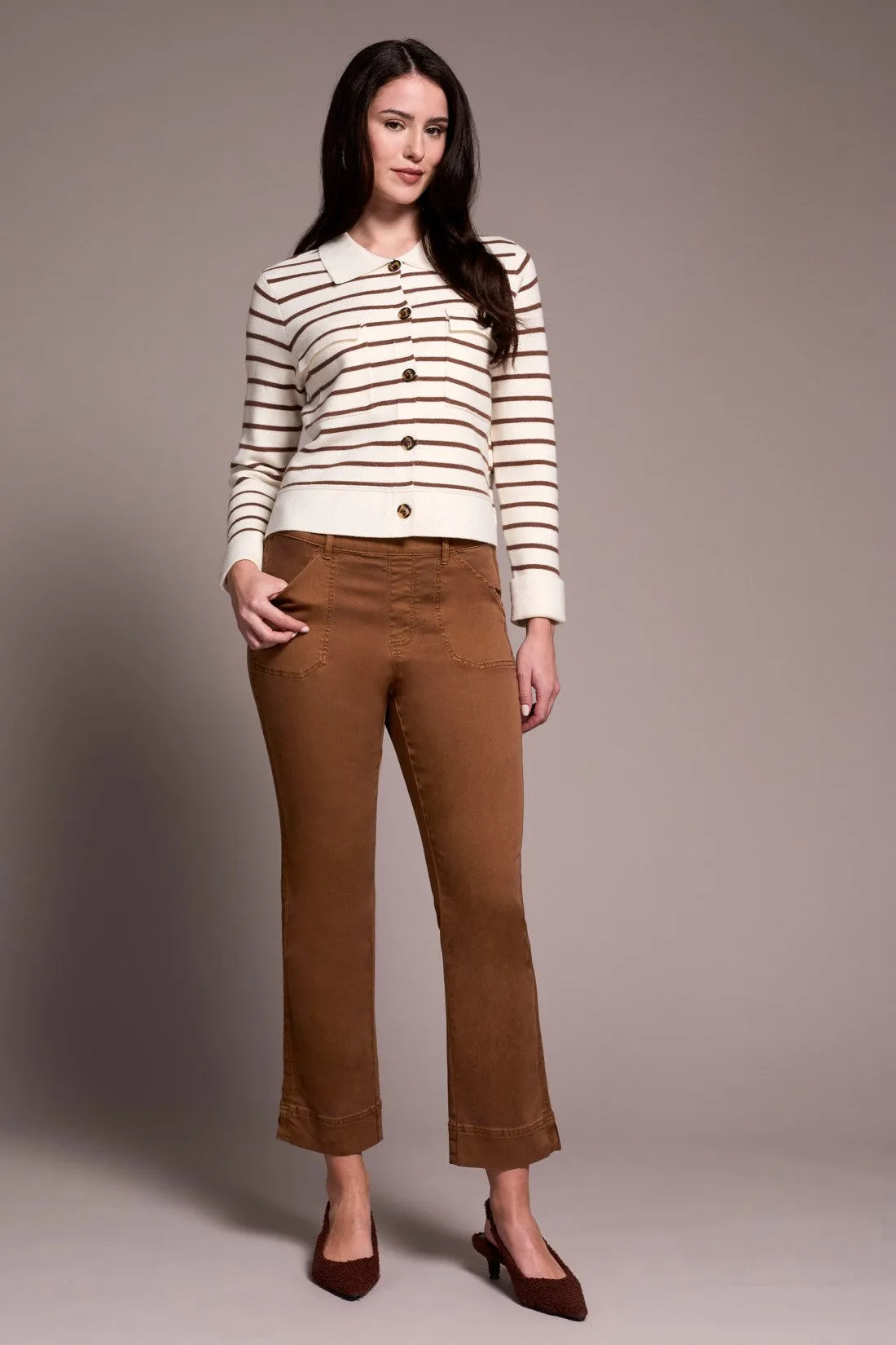 Double Knit Button-Front Stripe Cardigan-Moonstone sold by Tribal product image thumbnail 2