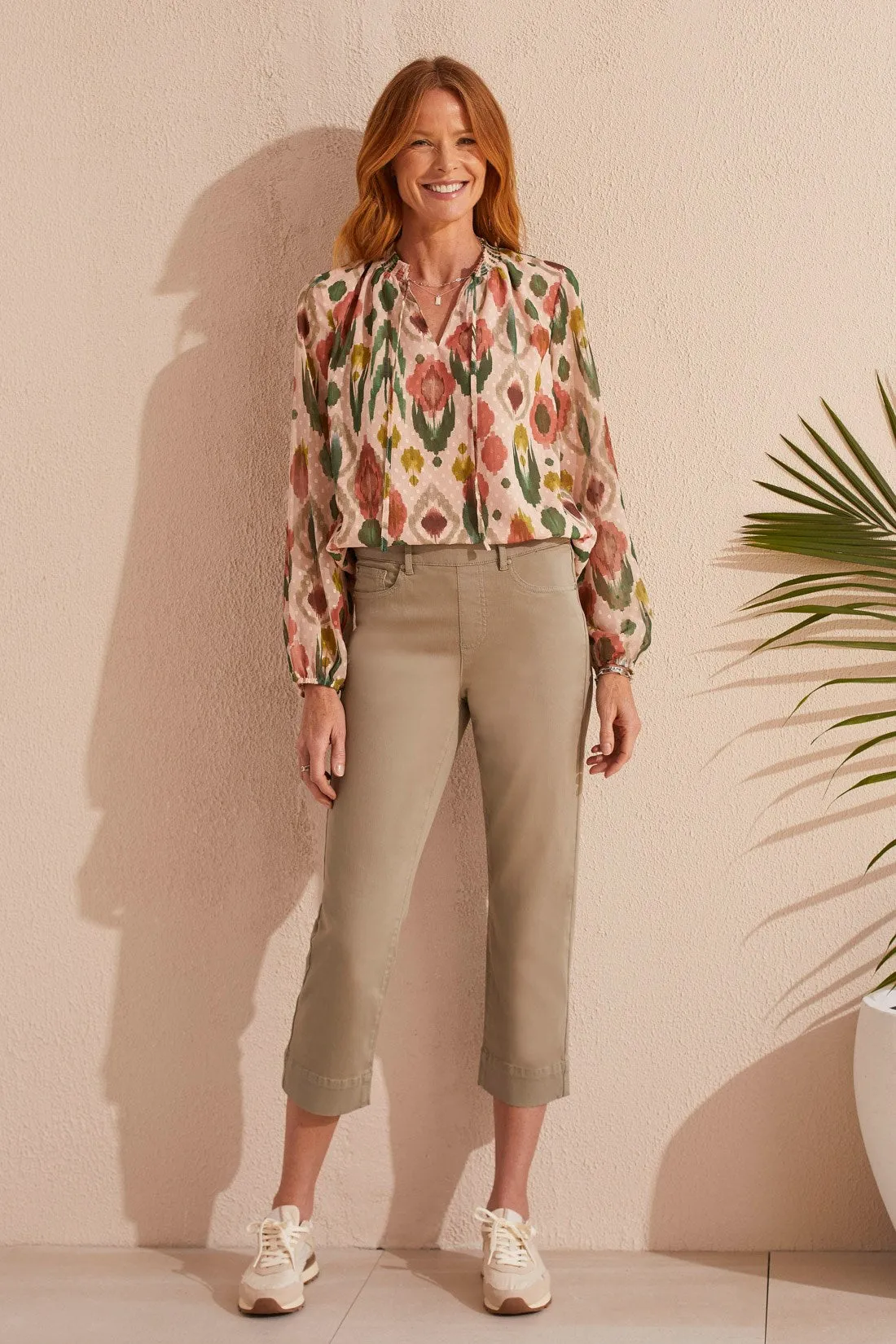 PULL-ON KICK FLARE CAPRI-Driedsage sold by Tribal