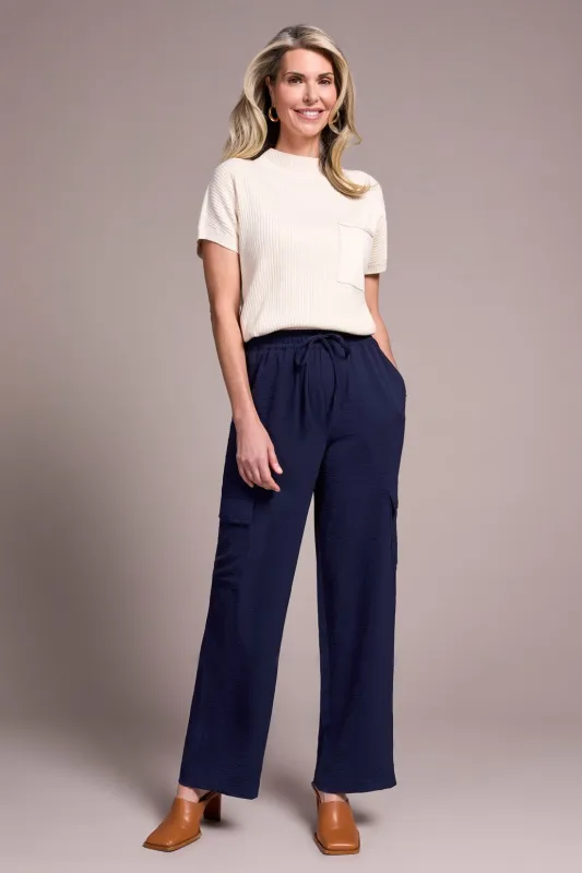 Airflow Elastic-Waist Flowy Cargo Pants-Nightfall made by Tribal