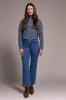 Audrey High Rise Kick Flare Jeans With Embossed Flower Detail-Softnavy sold by Tribal