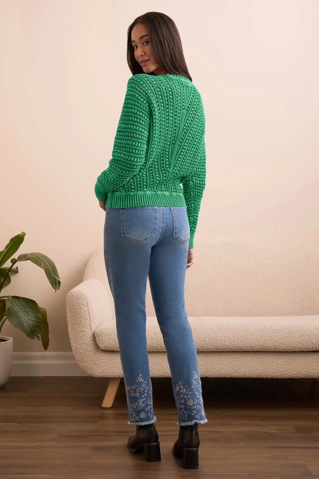 Textured Special Wash Crew Neck Sweater-Fieldgreen sold by Tribal product image thumbnail 2