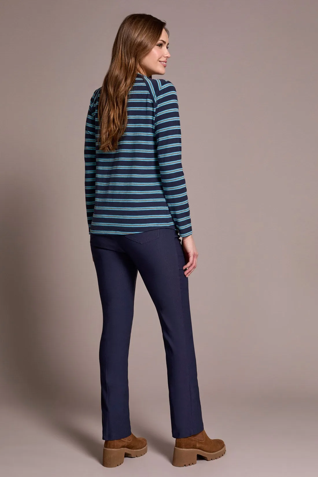 Stripe Slub Knit Crew Neck Top-Sapphire sold by Tribal product image thumbnail 2