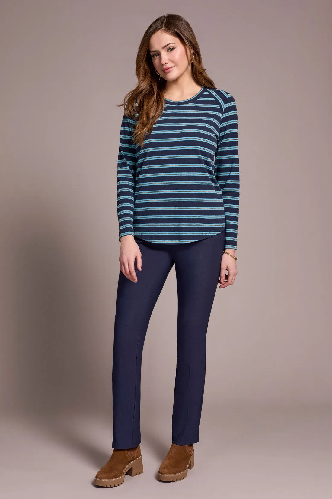 Stripe Slub Knit Crew Neck Top-Sapphire sold by Tribal product image thumbnail 3