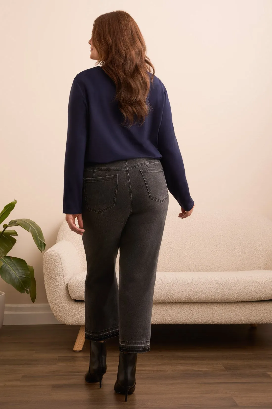 Sophia Curvy Micro Flare Jeans-Blackmist sold by Tribal product image thumbnail 4