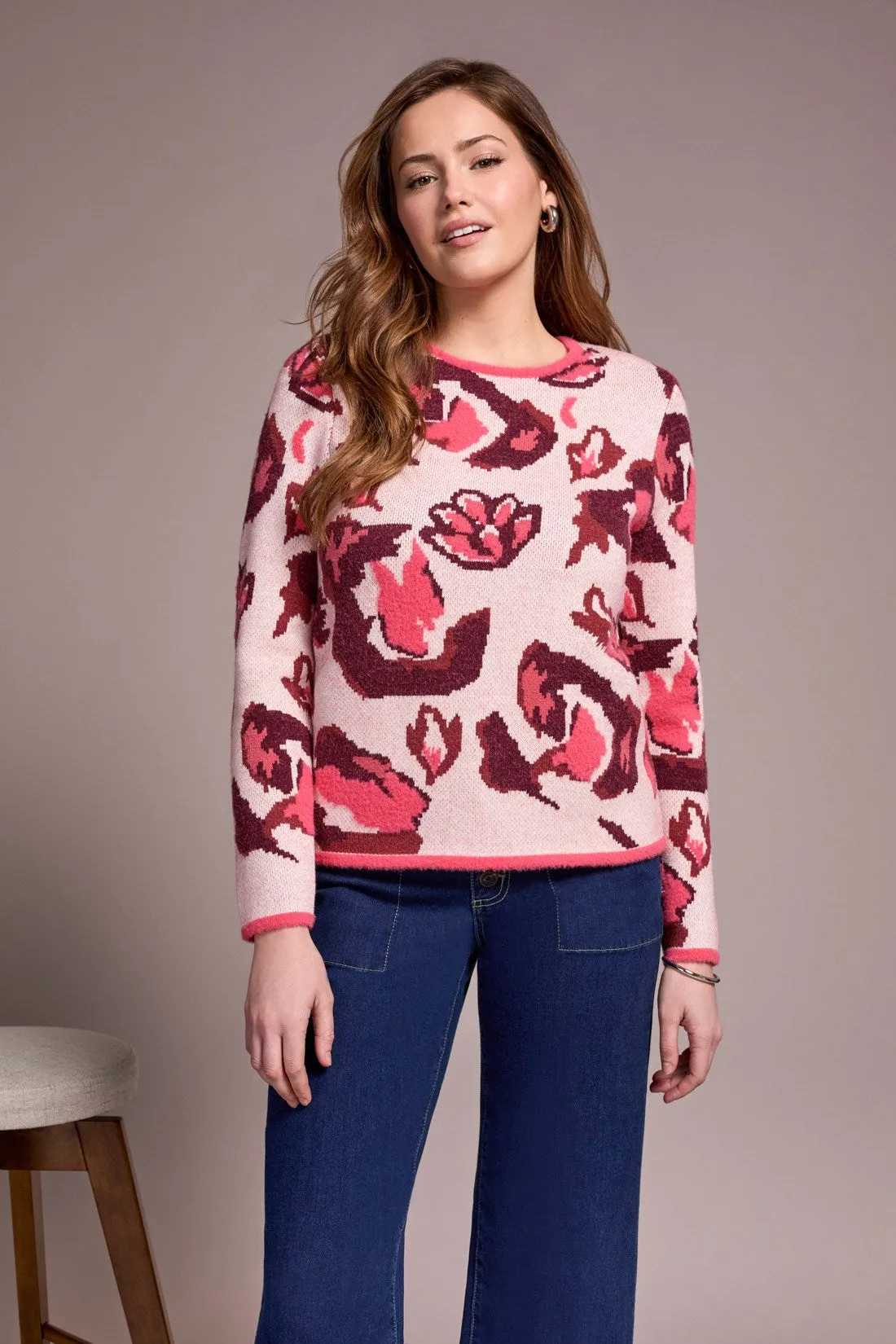 Fuzzy Double Knit Crew Neck Sweater-Cream sold by Tribal product image thumbnail 3