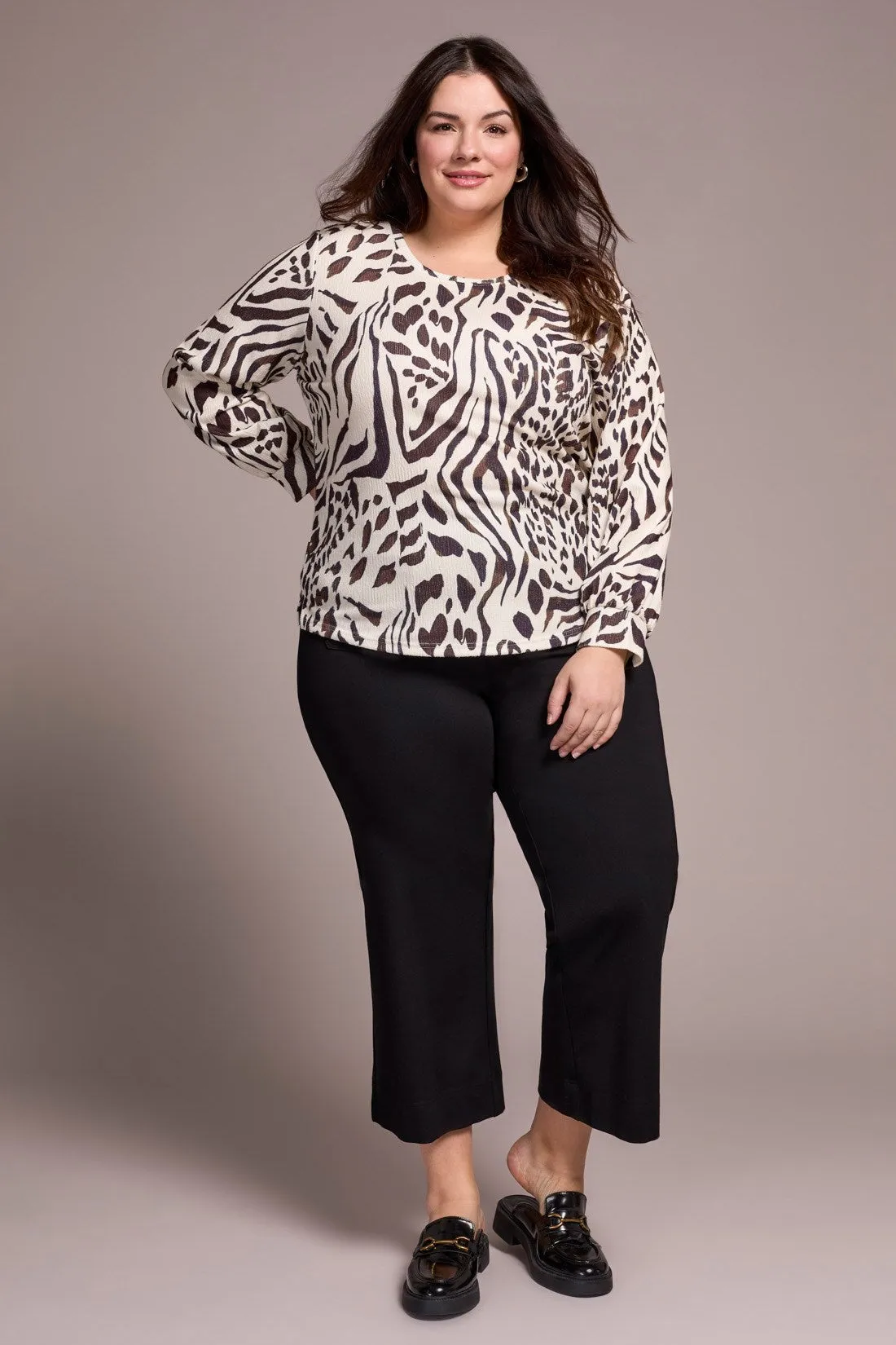 Printed Long Sleeve Crew Neck Knit Top-Walnut sold by Tribal product image thumbnail 3