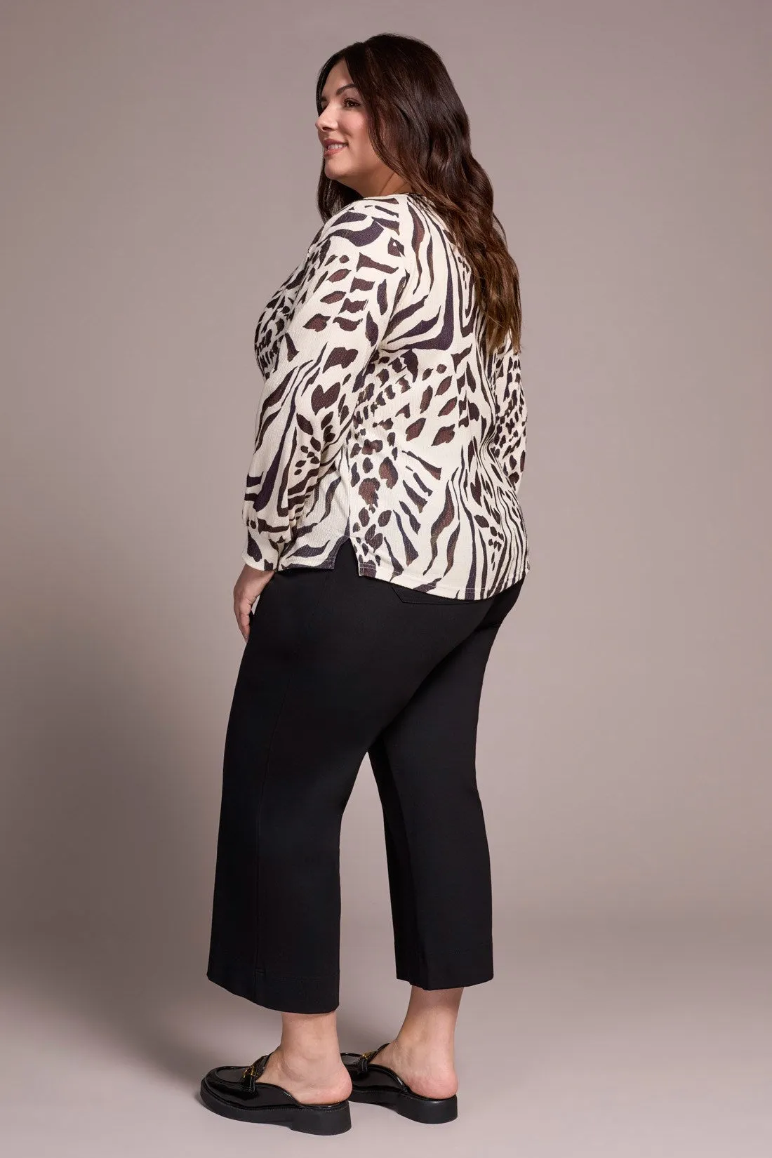 Printed Long Sleeve Crew Neck Knit Top-Walnut sold by Tribal product image thumbnail 4