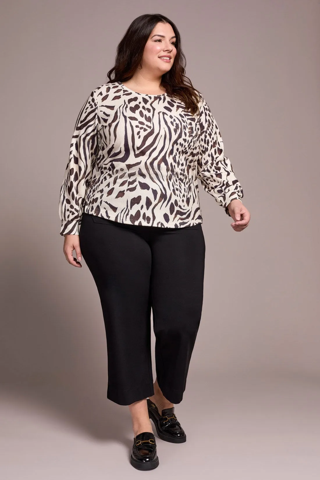 Printed Long Sleeve Crew Neck Knit Top-Walnut sold by Tribal product image thumbnail 2