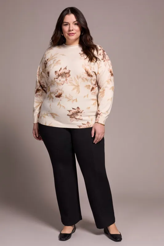 Lightweight Printed Long-Sleeve Funnel Neck Sweater-Moonstone sold by Tribal
